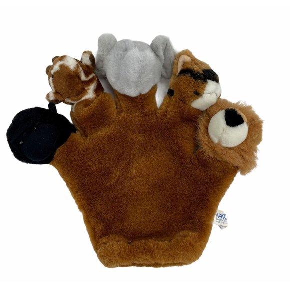 Nanco Hand Puppet Gorilla Giraffe Elephant Tiger Bear Glove Pretend Play - Picture 1 of 8